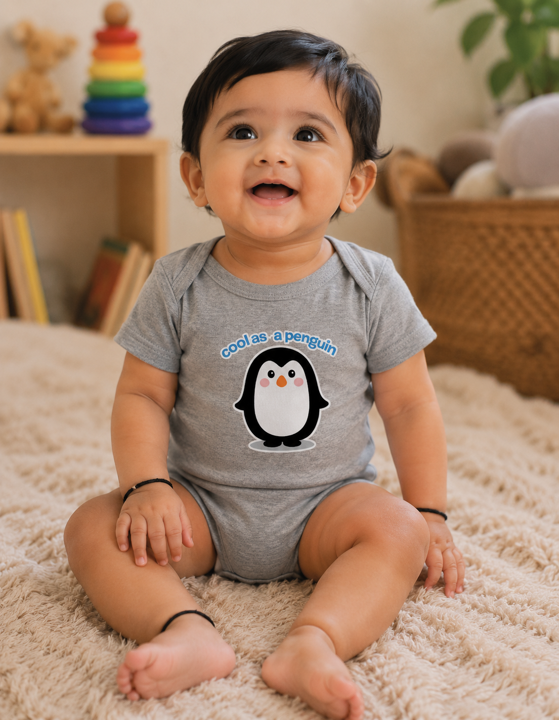 Cool as a Penguin Romper – Grey