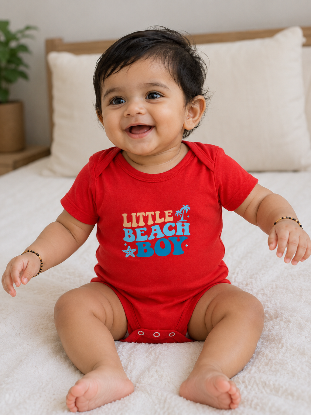 Little Beach Boy Romper – Red