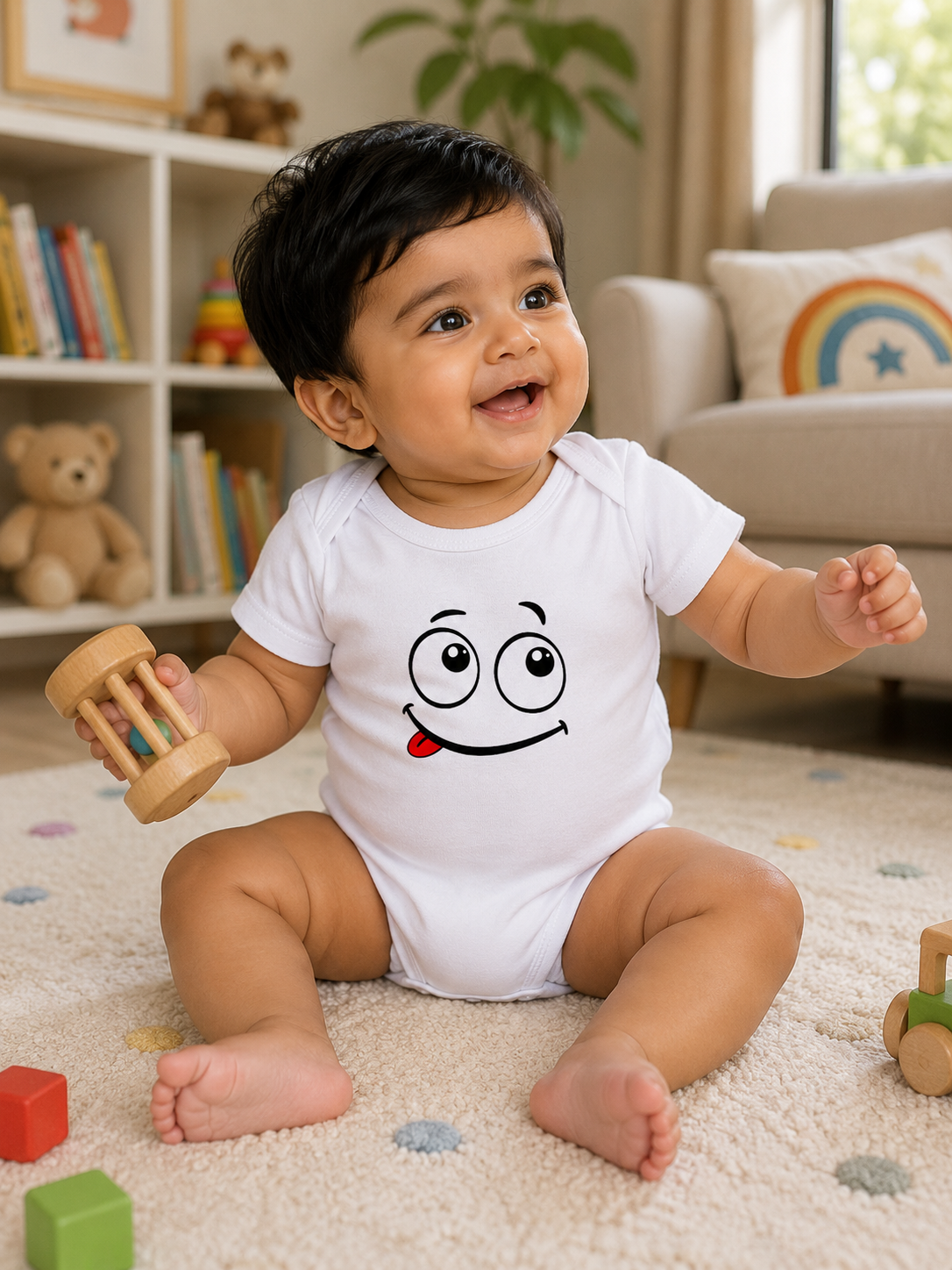 Happy Go Lucky Romper – Classic White