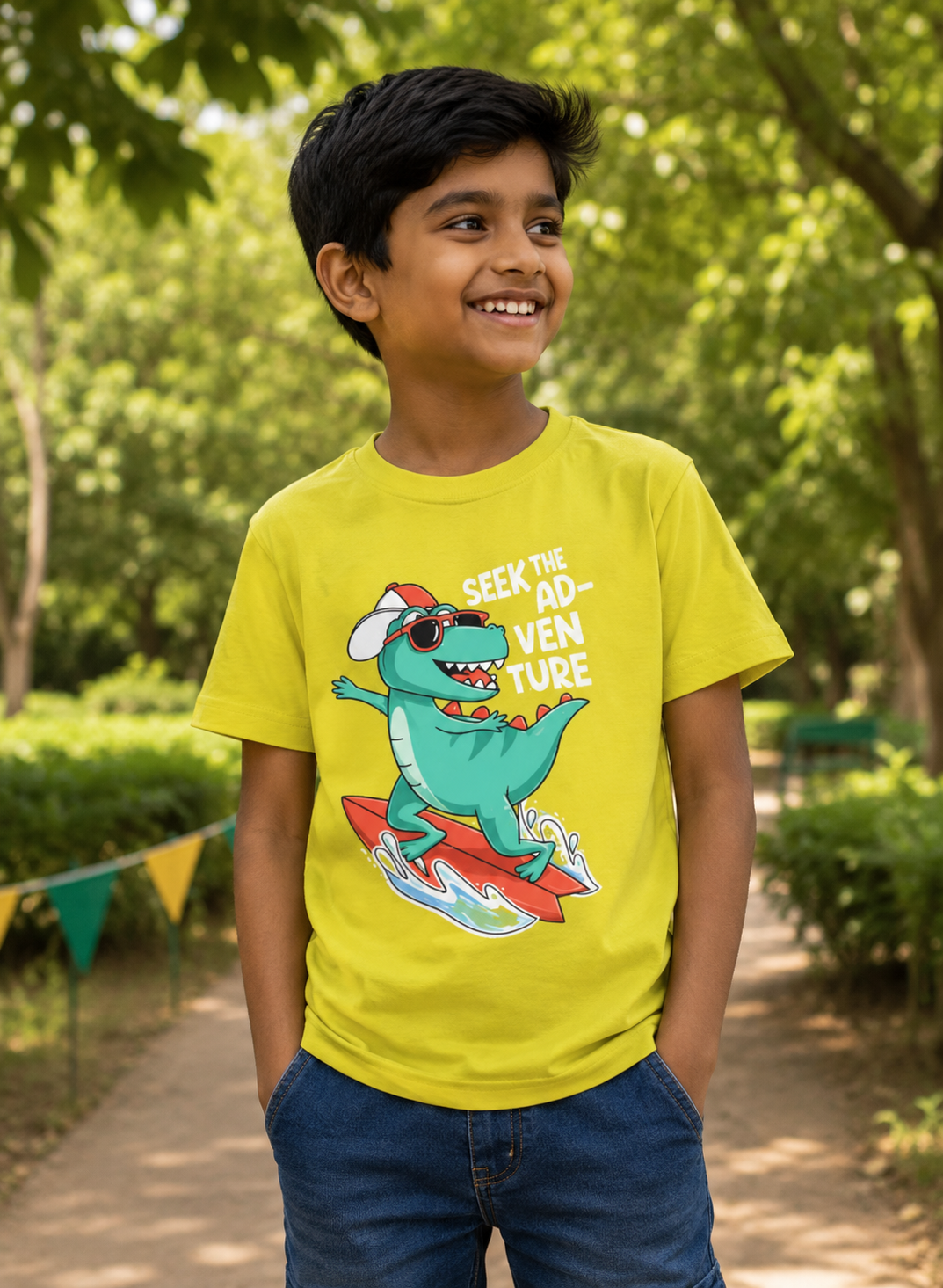 Seek The Adventure Tee - Neon Yellow