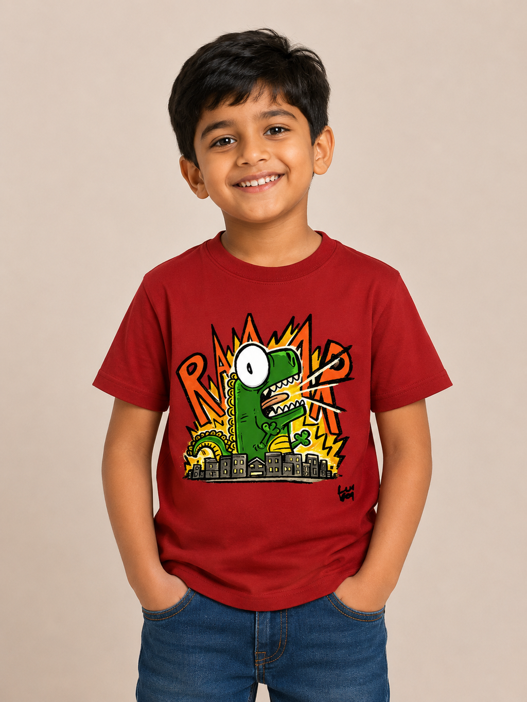 Dino Roar Tee – Fire Red