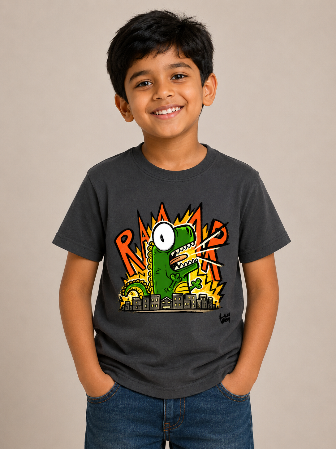 Dino Roar Tee – Thunder Grey