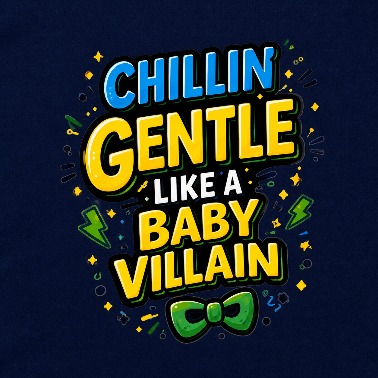 Chillin’ Gentle Like a Baby Villain Romper – Navy