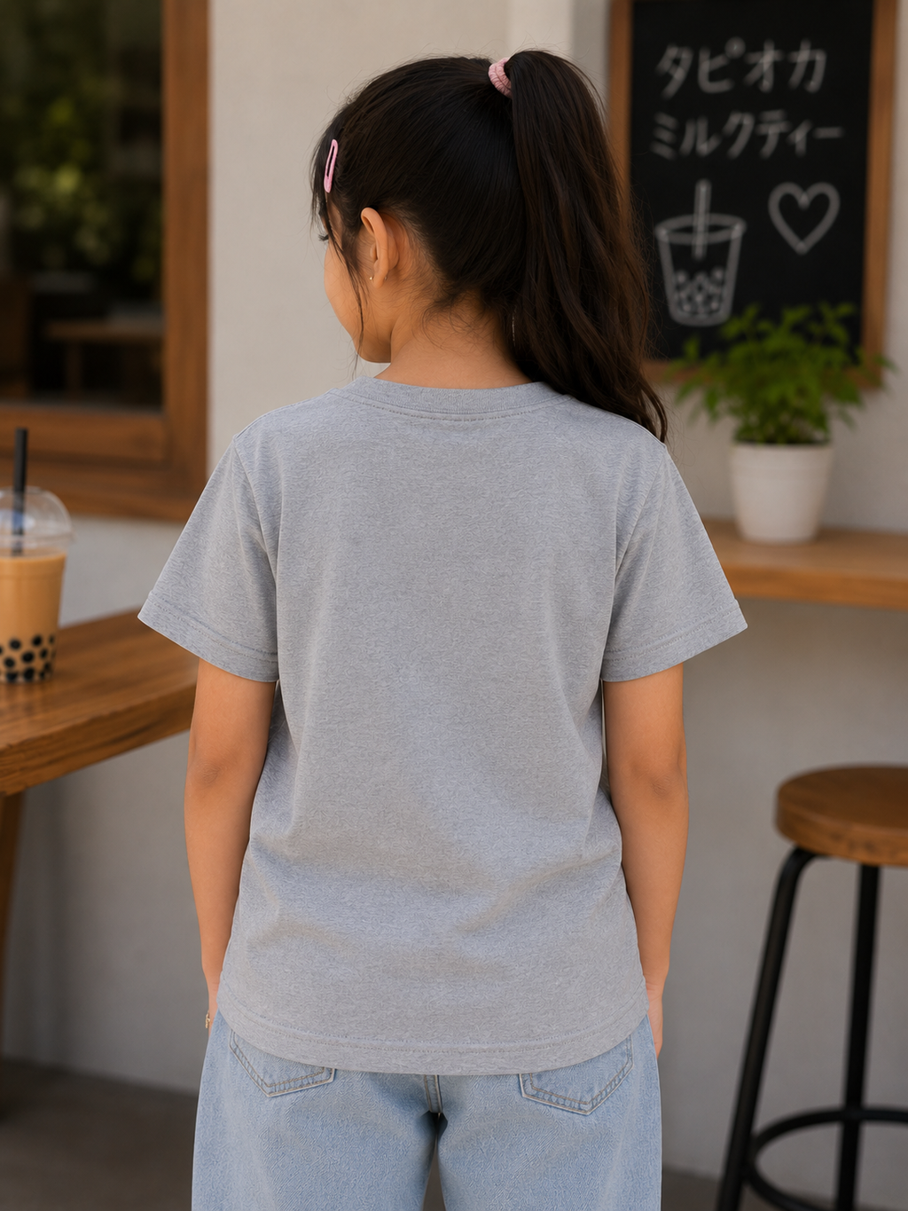 Boba Bear Tee – Heather Grey